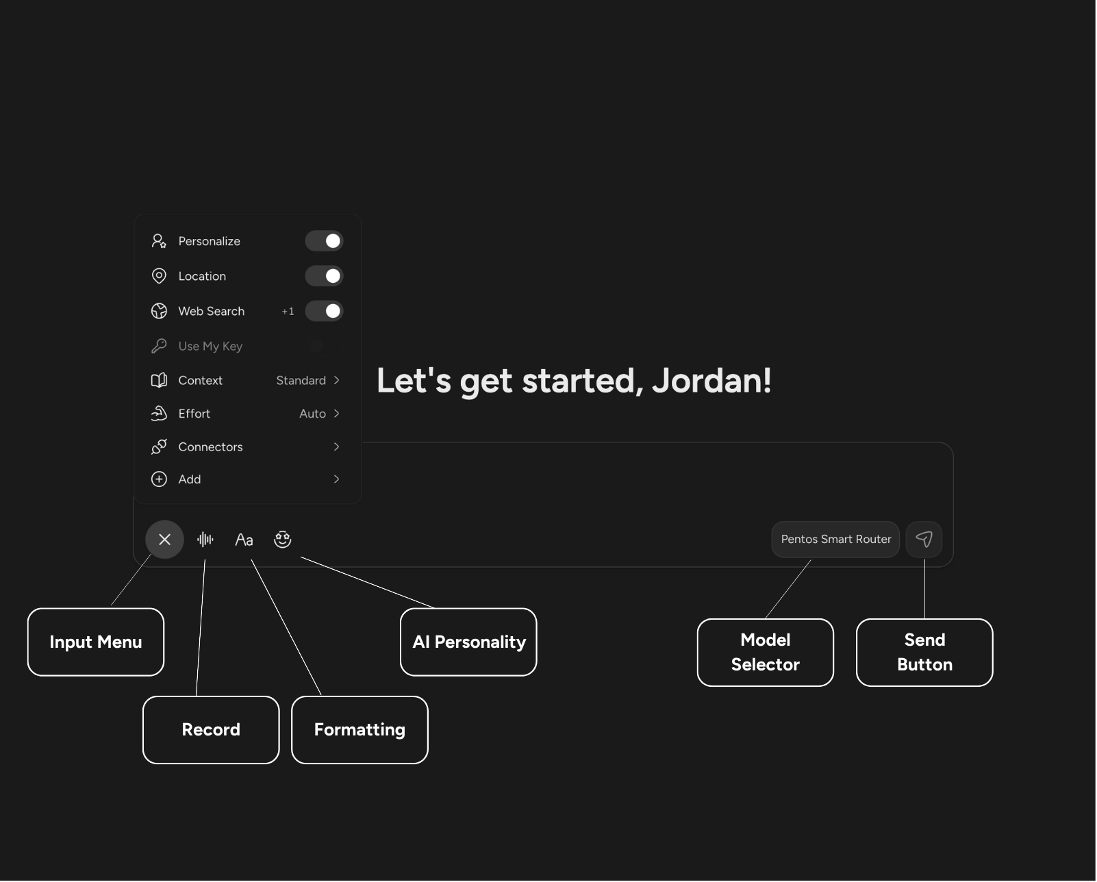 A breakdown of the chat input area