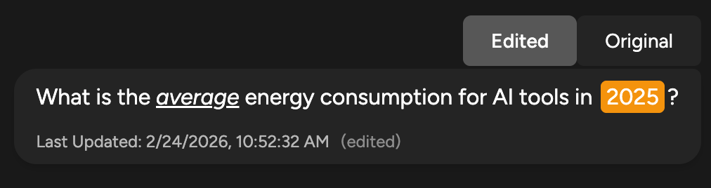 Edited message tabs
